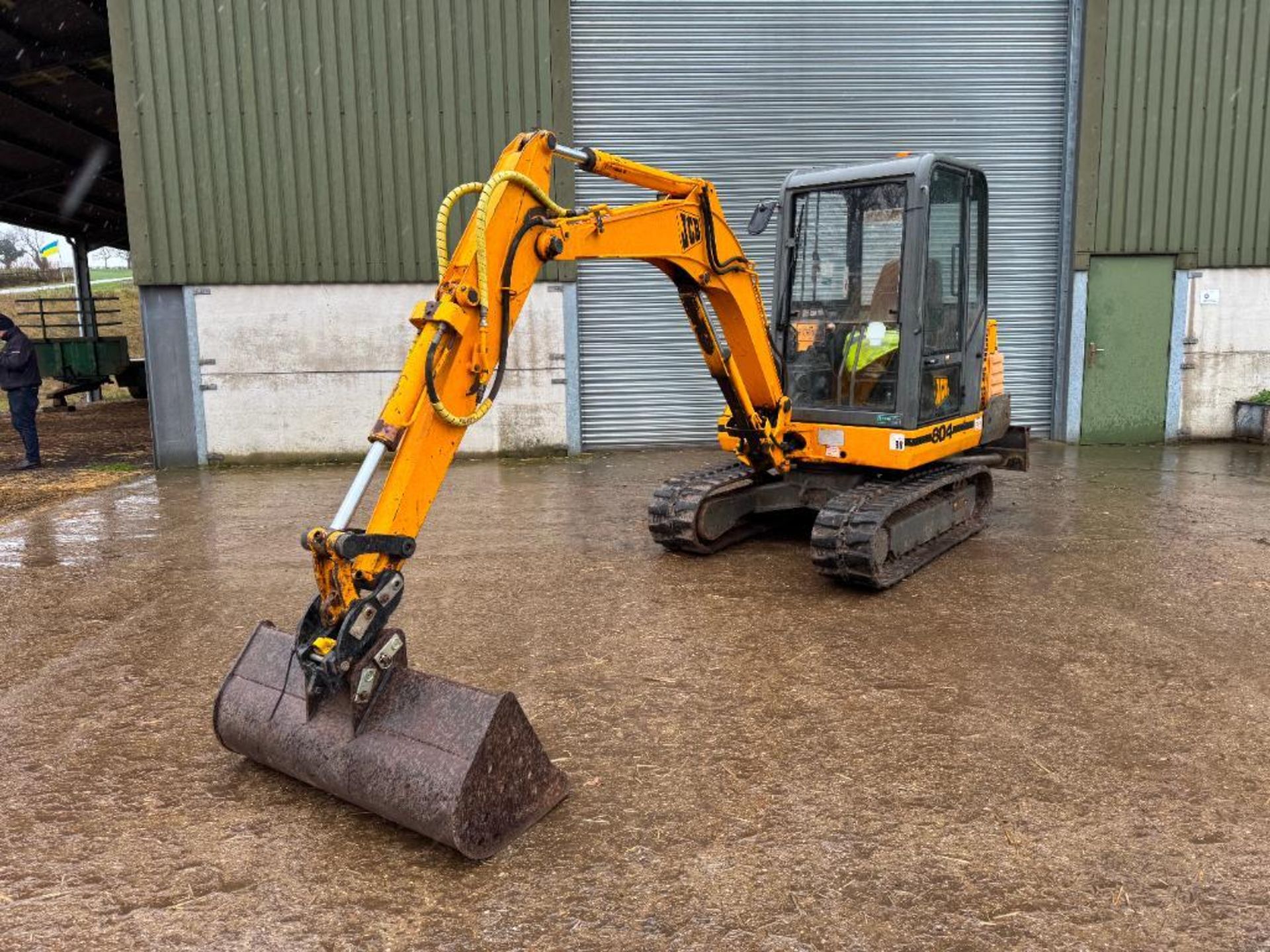 1996 JCB 804 rubber tracked 3.3t excavator with front blade and quick hitch, 14" tracks, 9", 12", 2f