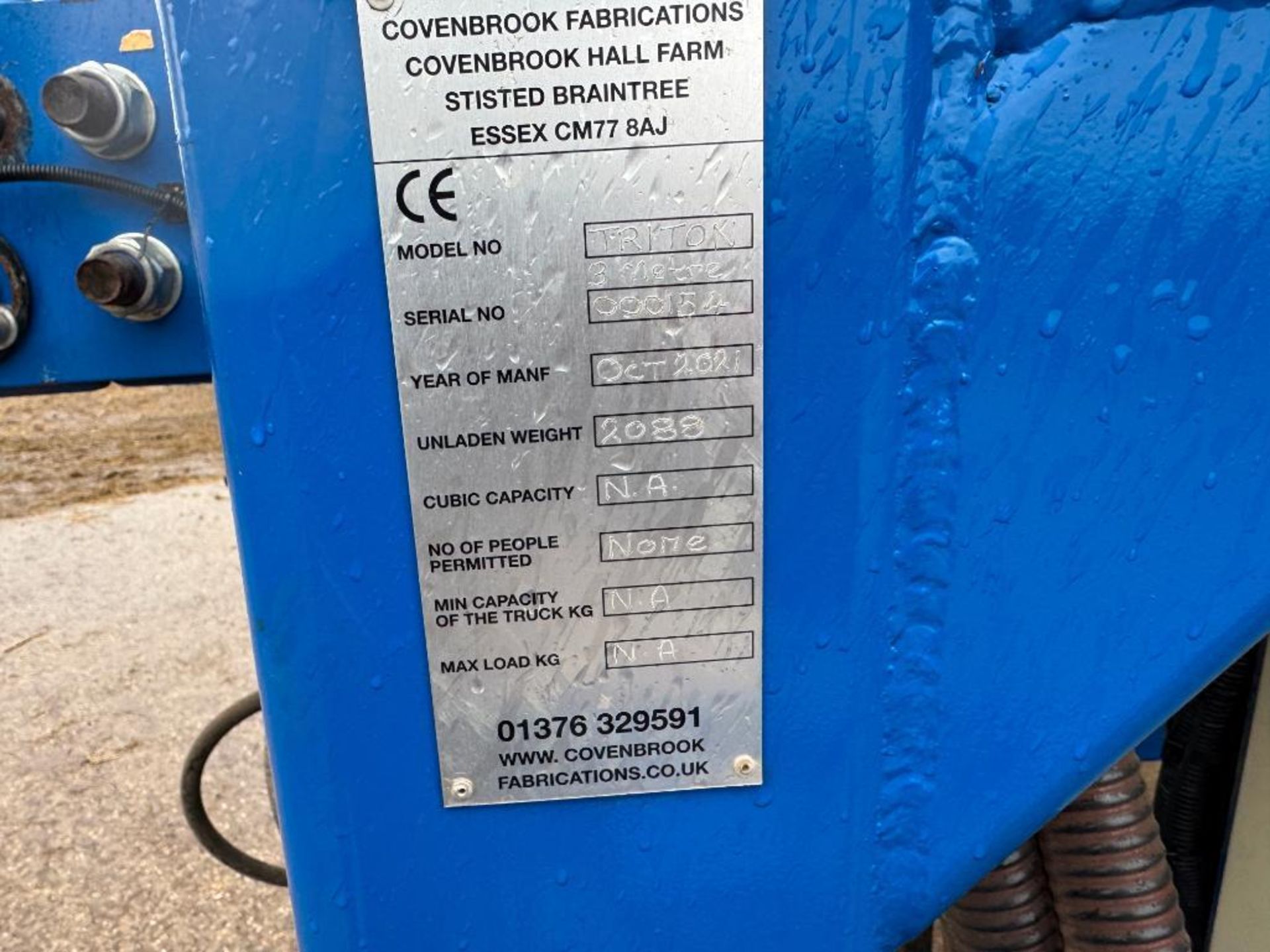 2021 Covenbrook Triton 3m seed drill with G�ttler Simplex packer, pre-em and tramline markers c/w re - Image 2 of 14
