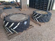 2No concrete filled tyres