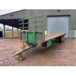 2000 Bailey twin axle 33ft flat bed trailer with hydraulic brakes and strap box on Michelin 385/65R2