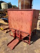Grain hopper on stand, tine mounted