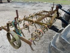 Spring tine 9ft cultivator with depth wheels, linkage mounted