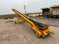 Fyson 40ft rubber belt elevator with manual slew wheels, 3 phase. Serial No: LB907