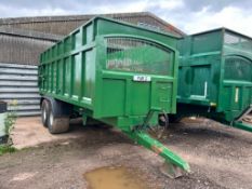 Bailey 16t trailer with farm fabricated side extensions, sprung drawbar, hydraulic brakes, rollover