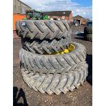 Set Michelin Agribib 380/85R34 front and 380/90R50 rear row crop wheels and tyres with John Deere ce