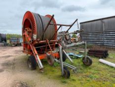 1995 Irrifrance 100/400 single axle irrigation reel with rain gun