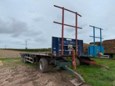40ft 4 wheel bale trailer, tri-axle, front dolly, air brakes on 385/65R22.5 wheels and tyres
