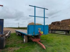 40ft 4 wheel bale trailer, tri-axle, front dolly, air brakes on 385/65R22.5 wheels and tyres