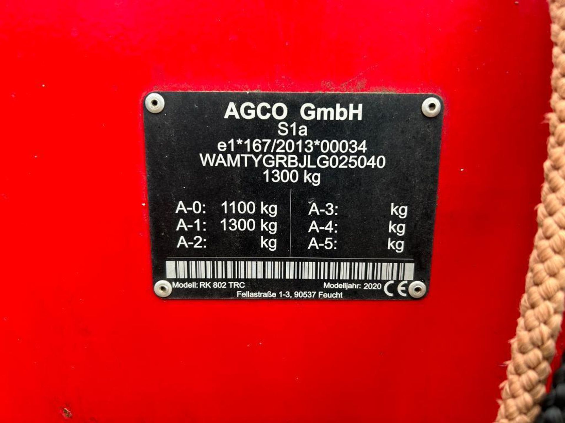 2020 Massey Ferguson RK802 TRC twin rotor rake, trailed. Serial No: WAMTYGRBJLG025040 - Image 12 of 24