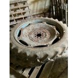 Pair Michelin 9.5-44 row crop wheels and tyres, 8 stud