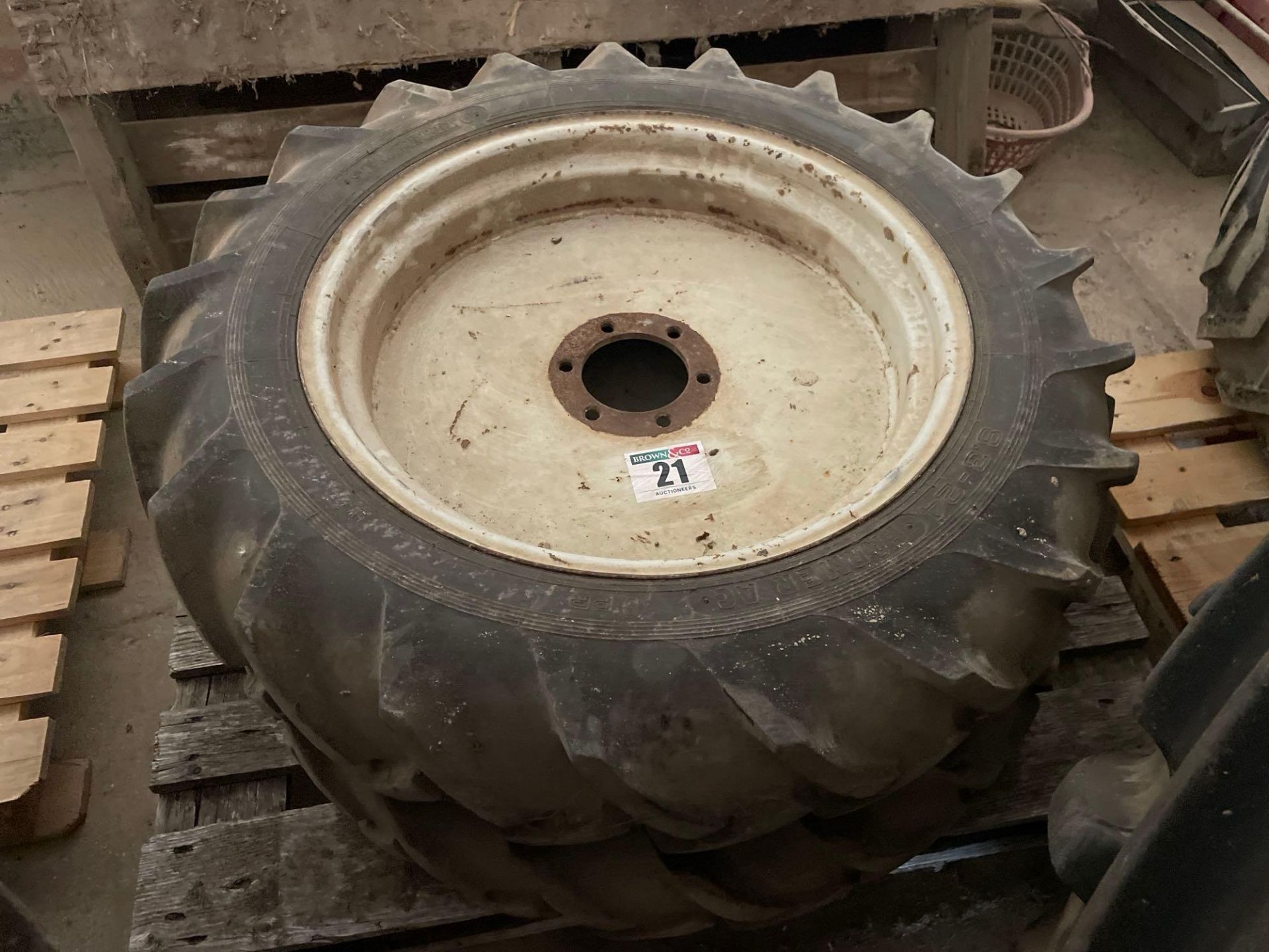 Pair 8.3-24 row crop wheels and tyres