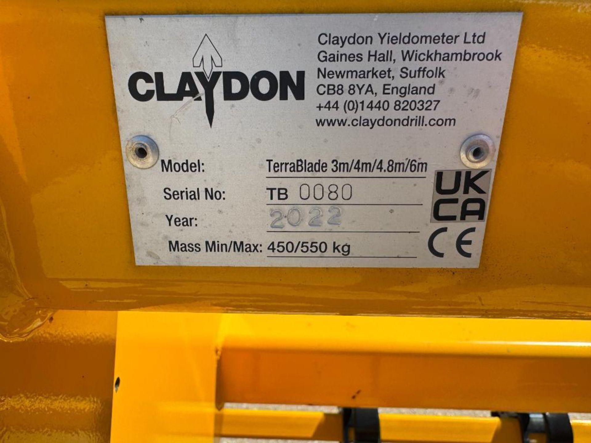 2022 Claydon TerraBlade 3m front mounted interrow hoe with depth wheels. Serial No: TB0080 - Image 5 of 7