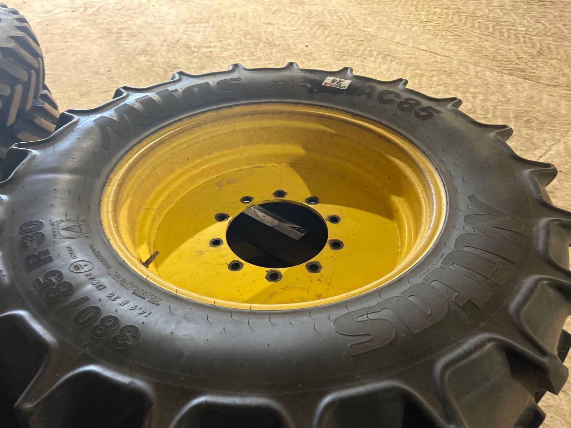 Set Mitas 380/85R30 and 380/90R46 row crop wheels and tyres with John Deere centres - Image 4 of 5