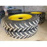 Set Mitas 340/85R38 front and 380/105R50 rear row crop wheels and tyres with John Deere centres