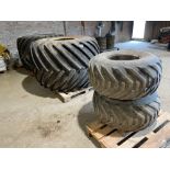 Set Goodyear 66x43.00-25 8 stud rear Terra tyres with 38x20.00-16.1 6 stud front Terra tyres to suit