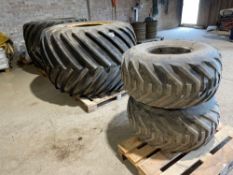 Set Goodyear 66x43.00-25 8 stud rear Terra tyres with 38x20.00-16.1 6 stud front Terra tyres to suit