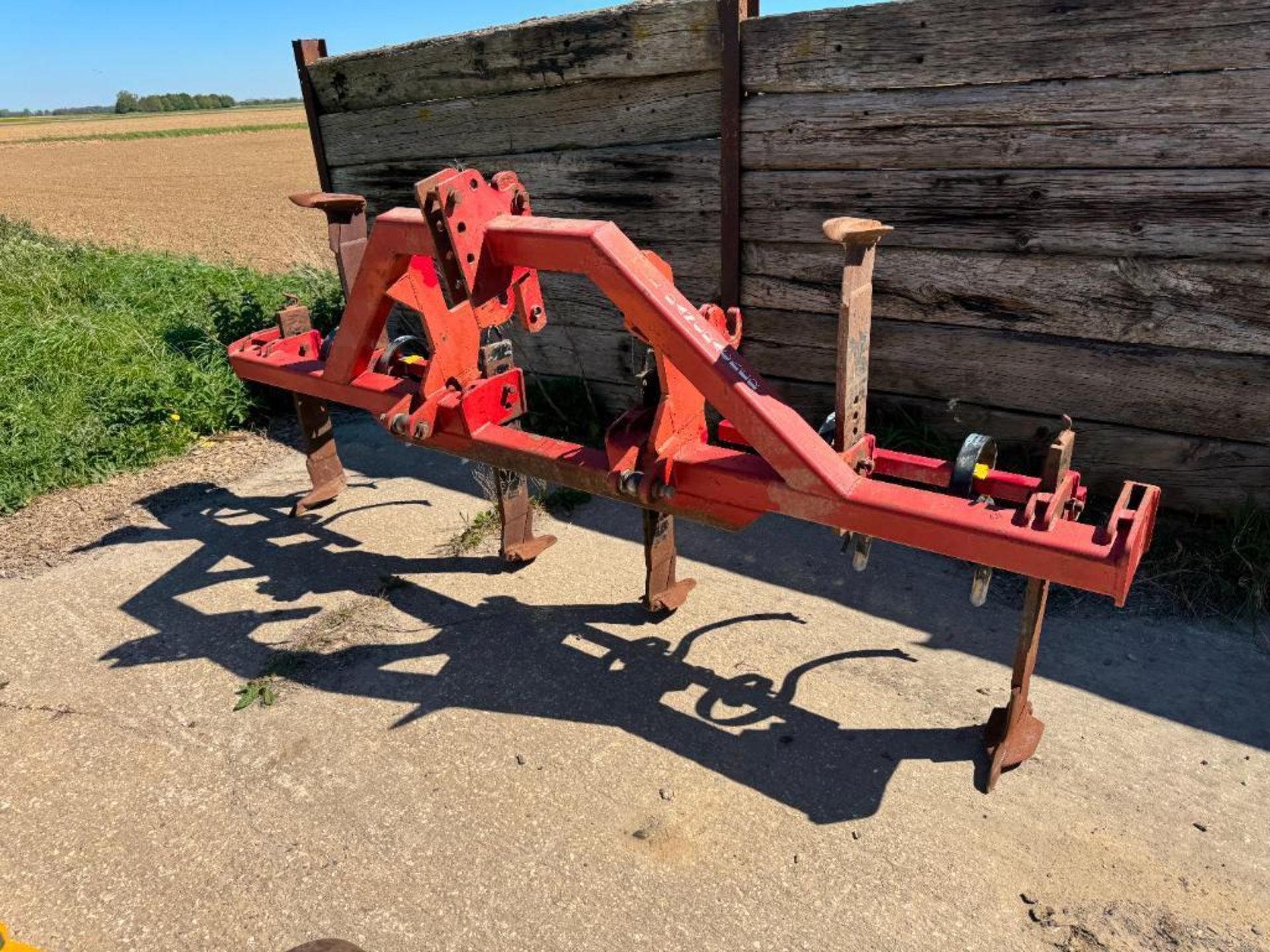 The Pancracker 6 leg fixed tine cultivator, linkage mounted, wheel track eradicators and rear linkag
