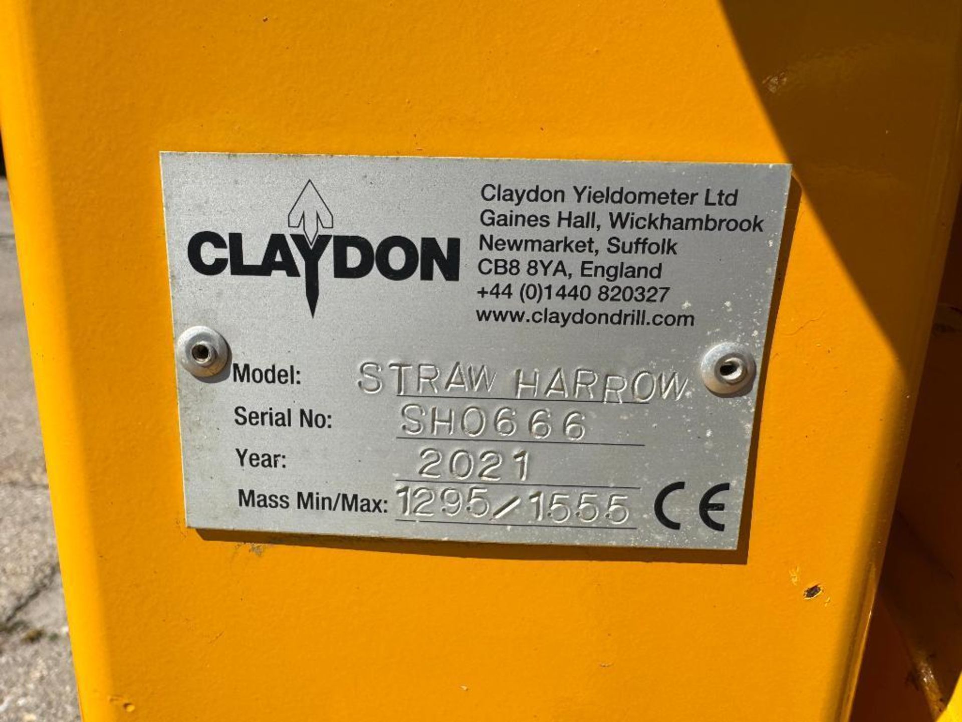 2021 Claydon 7m straw harrow, hydraulic folding. Serial No: SH0666 - Image 10 of 11