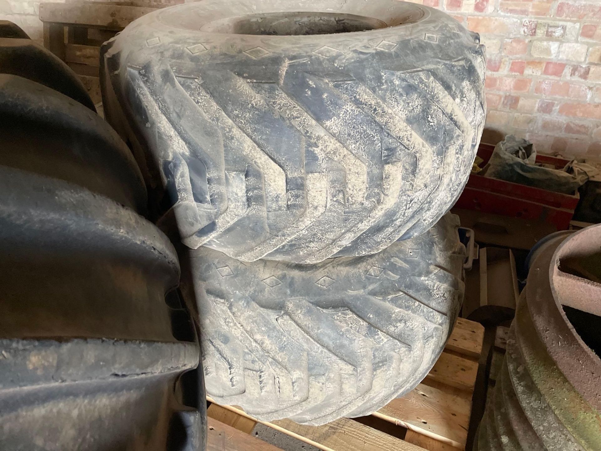Set Goodyear 66x43.00-25 8 stud rear Terra tyres with 38x20.00-16.1 6 stud front Terra tyres to suit - Image 4 of 4