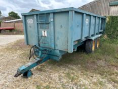 Armstrong and Holmes 10t grain trailer with sprung drawbar, hydraulic tailgate and grain chute on 38