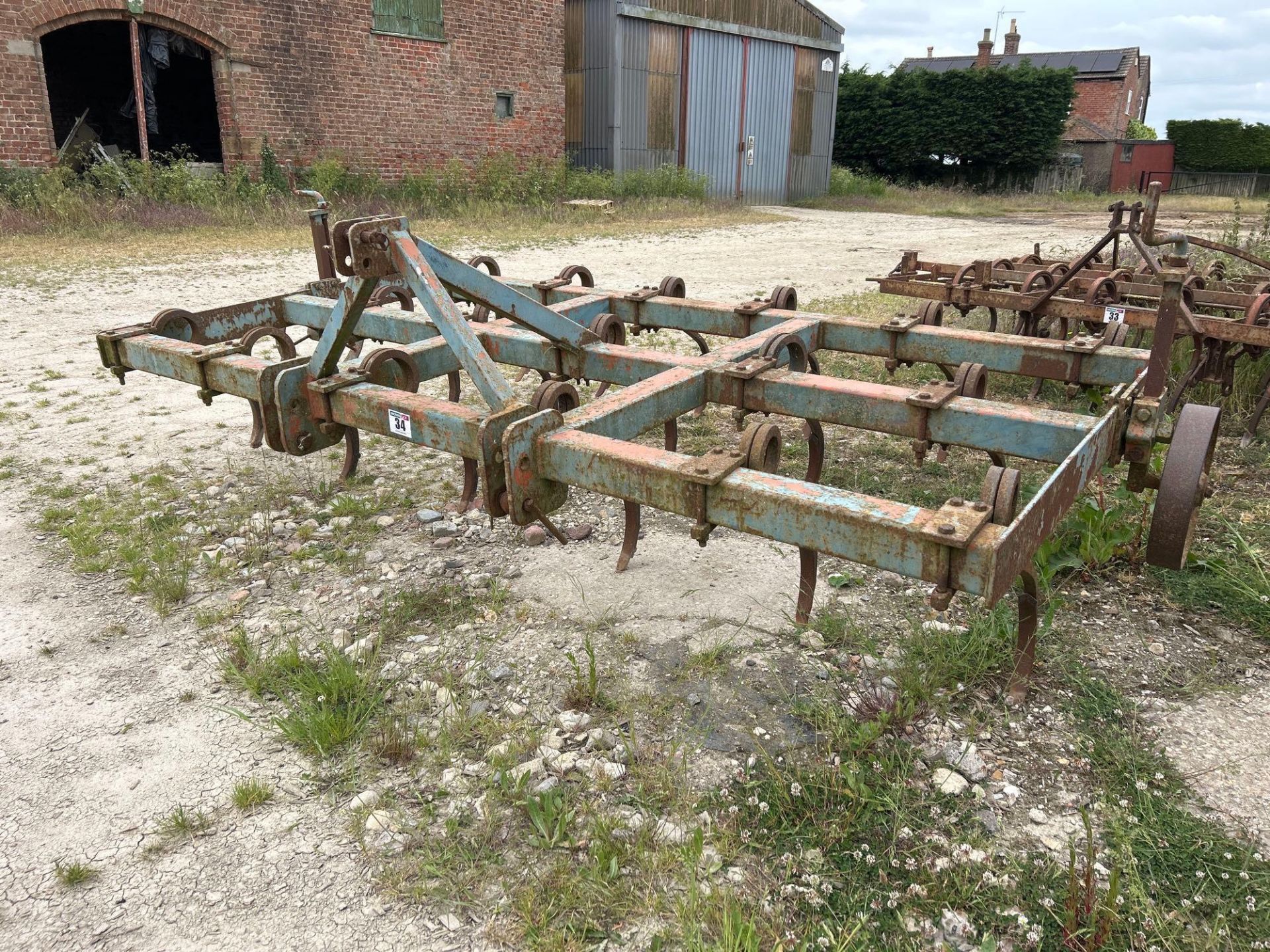 Blench 10ft pig tail cultivator with depth wheels, linkage mounted