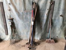 Qty rakes and hoes