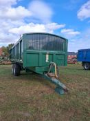 2012 Bailey 14t twin axle grain trailer with sprung drawbar, rollover sheet, hydraulic tailgate and