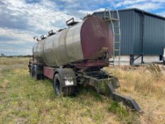 c.21,000l stainless steel 4 wheel water bowser on front 295/80R22.5 and 11R22.5 rear twin axle wheel