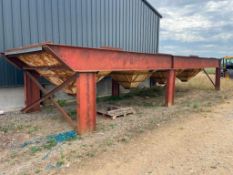4 hopper bin bottoms on RSJ frame. Height 2.3m x Length 12.8m x Width 3.9m