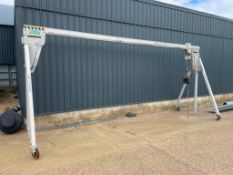 Reid-Lifting Porta-Gantry with a Yale 1t block and tackle, 6.25m wide