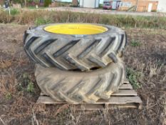 Pair 14-38 dual wheels and tyres