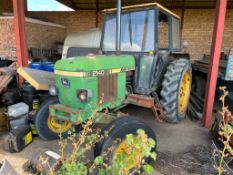 1984 John Deere 2140 Power Sychron 2wd tractor with 2No manual spools on 10.00-16 front and 13.6R38