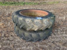Pair 13.6/12-38 Bettinson dual wheels and tyres