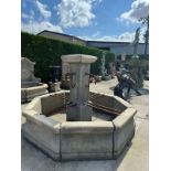 CAST STONE PROVINCIAL STYLE FOUNTAIN INC METALWORK APPROX 2M DIAMETER