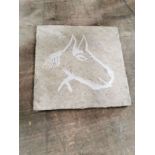 Engraved Stone Tile with Horse Motif