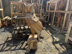 LARGE HEAVY SOLID TEAK OWL STATUE