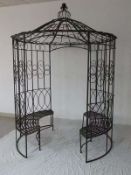 2.7M TALL ORNATE IRON GAZEBO WITH SEATING