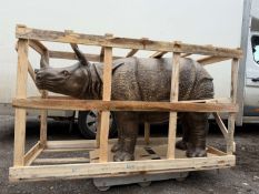 HUGE CRATED GRC RHINO FIGURE