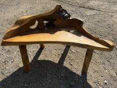 SOLID TEAK POLISHED DRIFTWOOD BENCH