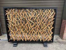 NEW 2M WIDE X 1.5M TALL SCREEN/DIVIDER FREESTANDING SCREEN WITH TEAK BLEACHED WOOD INFILL