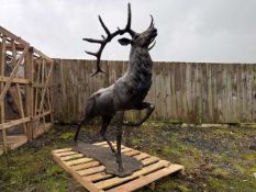 HUGE 6FT TALL RUSTY CAST IRON ELK/STAG STATUE