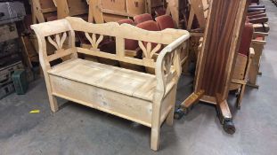 HUGARIAN PINE WOODEN BENCH WITH LIFT UP SEAT