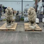 HUGE PAIR CAST SANDSTONE 1.5M HIGH LIONS (PALLETED)