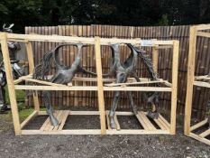 EXCEPTIONAL LIFESIZE ABSTRACT SILHOUETTE OF A HORSE GRAZING, MADE IN ALUMINIUM