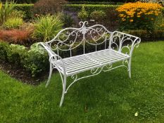 BOX NEW WHITE ORNATE GARDEN BENCH