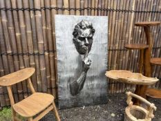 HUGE METAL MODERN ART WALL SCULPTURE OF A SILENT MAN