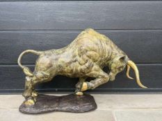 EXCEPTIONAL LARGE 1M LONG BRASS BULL FIGURE