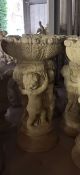 RECON STONE ORNATE LARGE BIRD BATH WITH CHERUBS