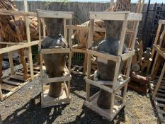 MATCHING PAIR OF HEAVY TALL TERRECOTTA VASES IN ANTIQUED DARK FINISH
