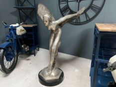 REMARKABLE CAST BRONZE SPIRIT OF ECSTASY STATUE ON FINE MARBLE BASE STANDING 140CM TALL
